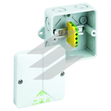 Розподільча коробка Abox 025 AB-Pot (80x80x52),TS 15, PE набірна клема 4мм², з кріпленням, полістирол, метрич. введеня-8 місць (7-М20, 1-М20 на днищі), IP65, Spelsberg